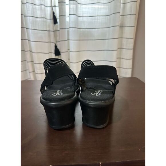 Skechers Womens Size 10 Rumblers Black Memory Foam Wedge Heel Sandals  Brand New - Picture 4 of 6